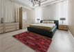 Patterned Maroon Red Rug in a Bedroom, pat1370rd