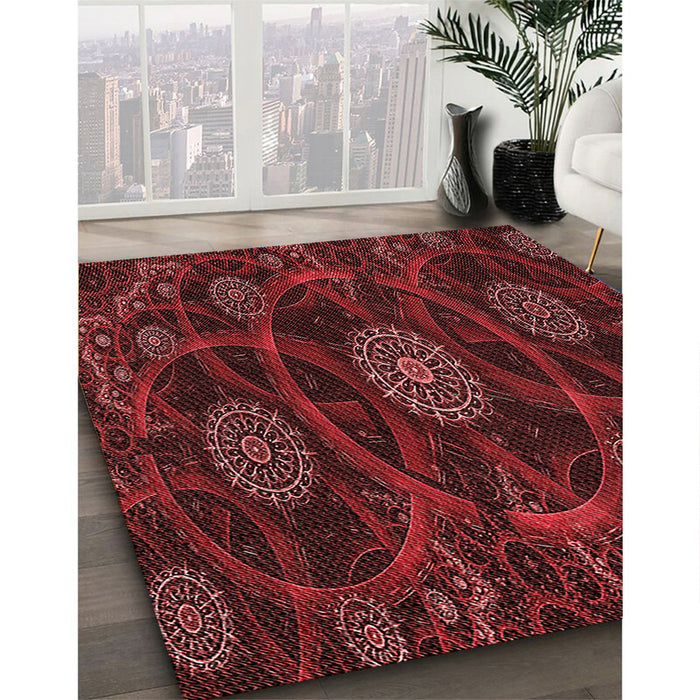 Machine Washable Transitional Maroon Red Rug in a Family Room, wshpat1370rd