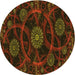 Square Patterned Dark Bronze Brown Rug, pat1370yw