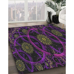 Patterned Purple Novelty Rug in Family Room, pat1370