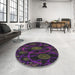 Round Machine Washable Transitional Purple Rug in a Office, wshpat1370