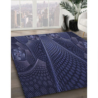 Patterned Deep Periwinkle Purple Rug, pat1371blu