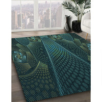 Patterned Black Rug, pat1371lblu