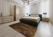 Patterned Mahogany Brown Rug in a Bedroom, pat1371org