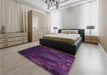 Patterned Deep Purple Rug in a Bedroom, pat1371pur