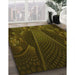 Patterned Dark Yellow Green Rug in Family Room, pat1371yw