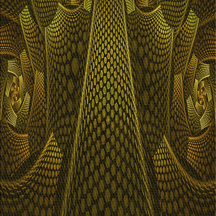 Patterned Dark Yellow Green Rug, pat1371yw