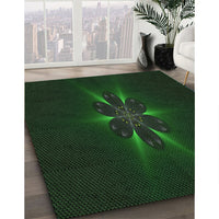 Patterned Deep Emerald Green Rug, pat1372grn