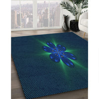 Patterned Teal Green Rug, pat1372lblu