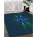 Patterned Teal Green Rug in Family Room, pat1372lblu