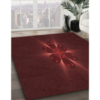 Patterned Tomato Red Rug, pat1372rd