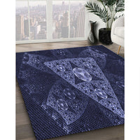 Patterned Night Blue Rug, pat1373blu