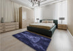 Patterned Night Blue Rug in a Bedroom, pat1373blu