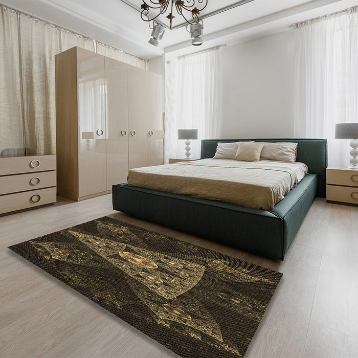 Patterned Oak Brown Rug in a Bedroom, pat1373brn