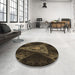 Round Patterned Oak Brown Rug in a Office, pat1373brn