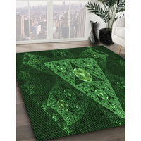 Patterned Black Rug, pat1373grn