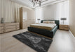 Patterned Carbon Gray Rug in a Bedroom, pat1373gry