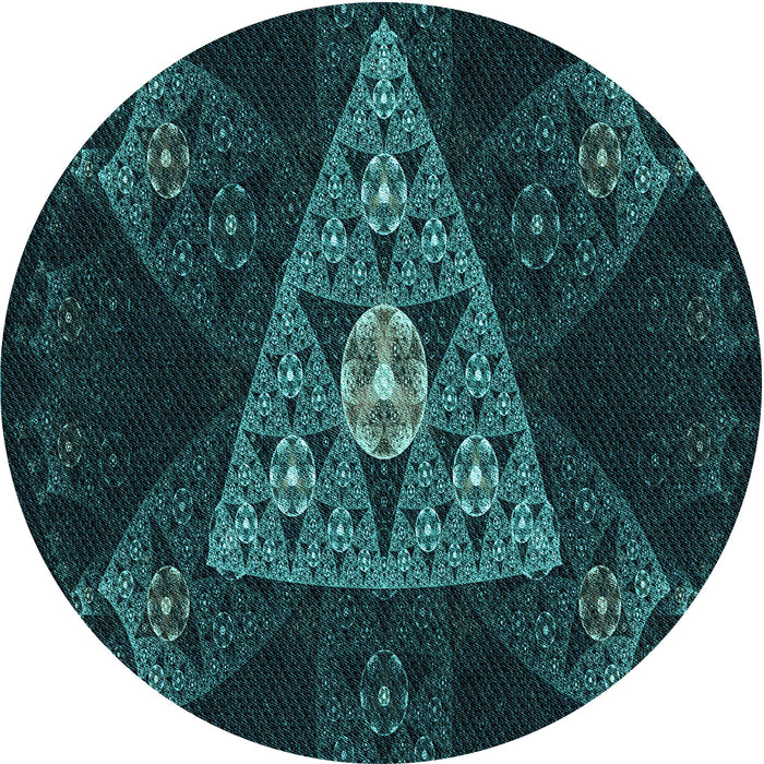 Square Patterned Dark Cyan Green Rug, pat1373lblu