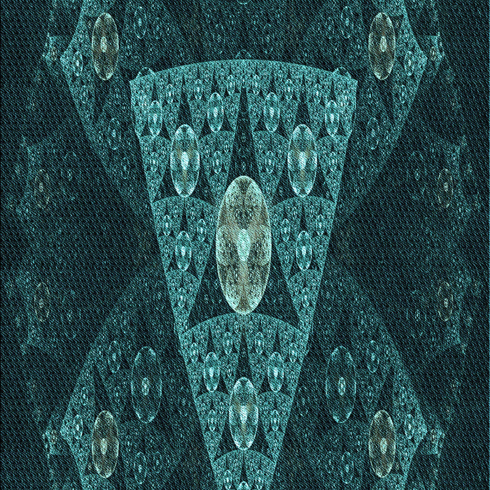 Patterned Dark Cyan Green Rug, pat1373lblu