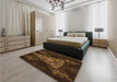 Patterned Black Brown Rug in a Bedroom, pat1373org