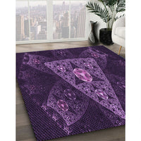 Patterned Purple Violet Purple Rug, pat1373pur