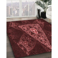 Patterned Fire Brick Red Rug, pat1373rd