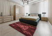 Patterned Fire Brick Red Rug in a Bedroom, pat1373rd