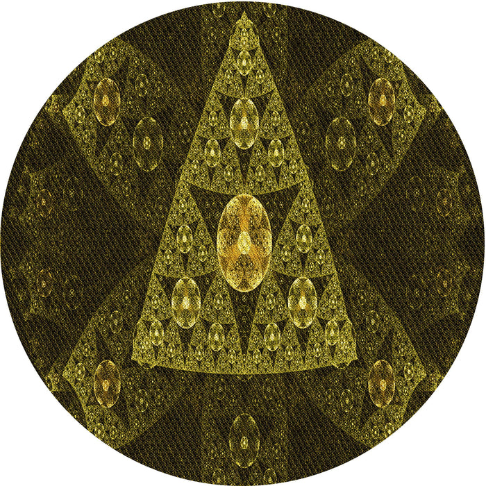 Square Patterned Dark Yellow Green Rug, pat1373yw
