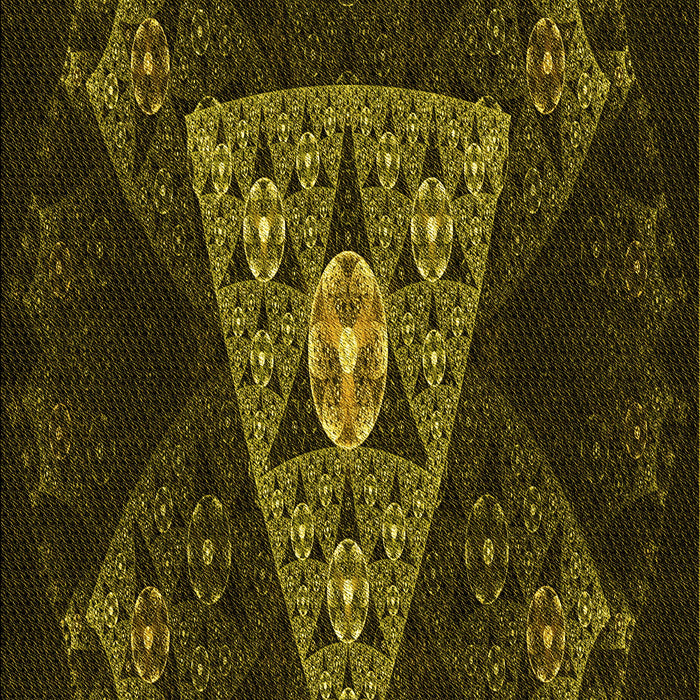 Patterned Dark Yellow Green Rug, pat1373yw