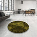 Round Patterned Dark Yellow Green Rug in a Office, pat1373yw