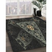 Patterned Black Novelty Rug, pat1373