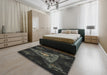 Patterned Black Novelty Rug in a Bedroom, pat1373