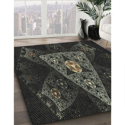 Machine Washable Transitional Black Rug in a Family Room, wshpat1373