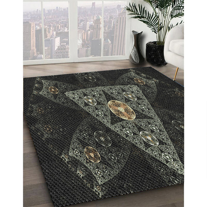 Machine Washable Transitional Black Rug in a Family Room, wshpat1373