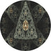 Sideview of Patterned Black Novelty Rug, pat1373