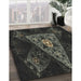 Patterned Black Novelty Rug in Family Room, pat1373