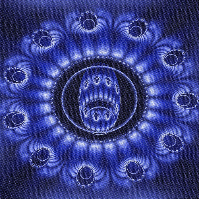 Round Patterned Denim Dark Blue Rug, pat1374blu