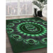 Machine Washable Transitional Dark Forest Green Rug in a Family Room, wshpat1374grn