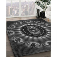 Patterned Charcoal Black Rug, pat1374gry