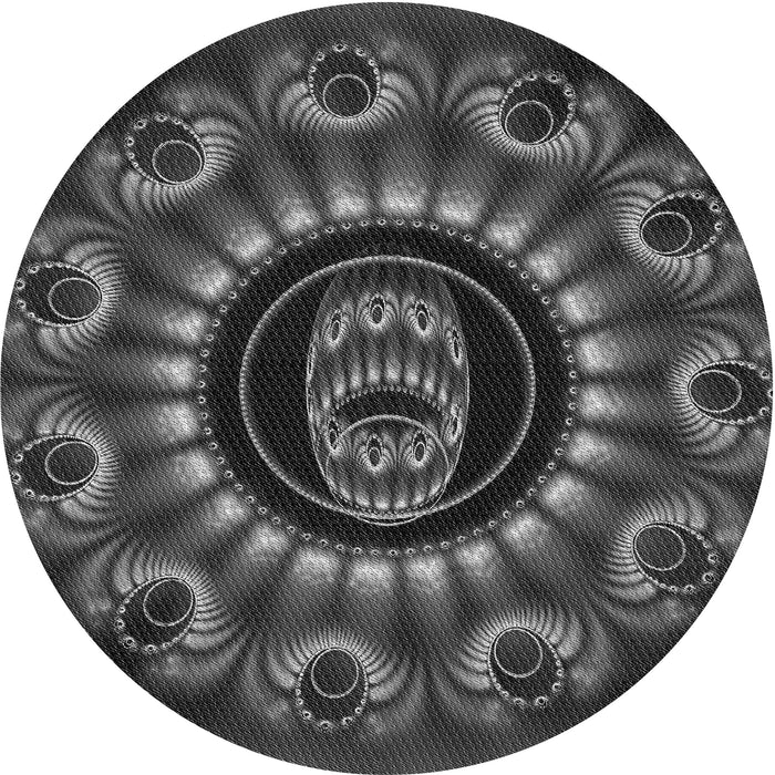 Square Patterned Charcoal Black Rug, pat1374gry