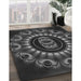 Patterned Charcoal Black Rug in Family Room, pat1374gry