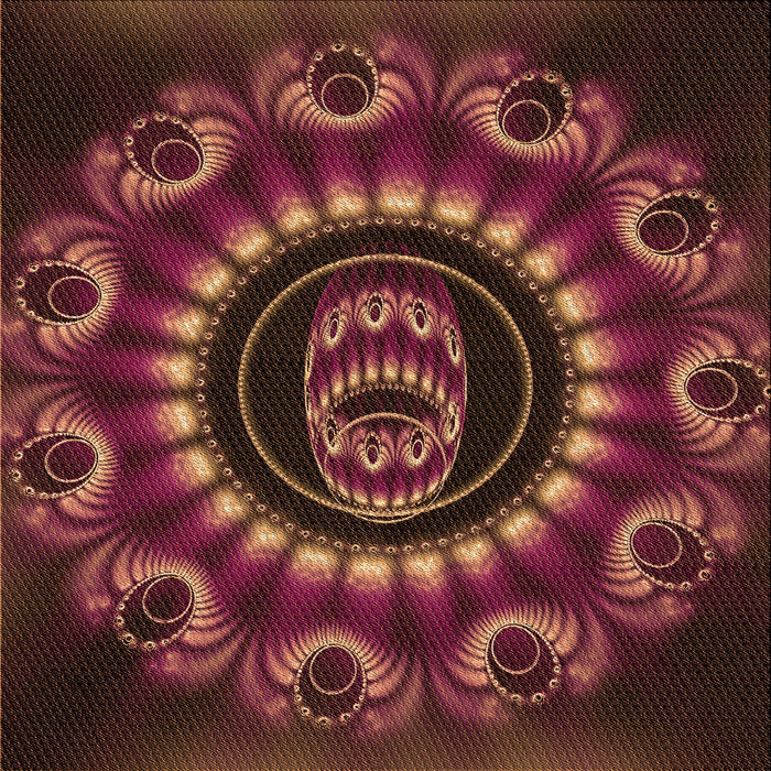 Round Patterned Chestnut Red Rug, pat1374org