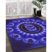 Patterned Earth Blue Rug, pat1374pur