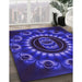 Patterned Earth Blue Rug in Family Room, pat1374pur