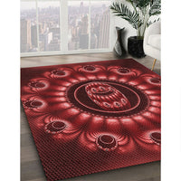 Patterned Crimson Red Rug, pat1374rd