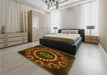 Patterned Dark Bisque Brown Rug in a Bedroom, pat1374yw