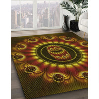 Patterned Dark Bisque Brown Rug, pat1374yw