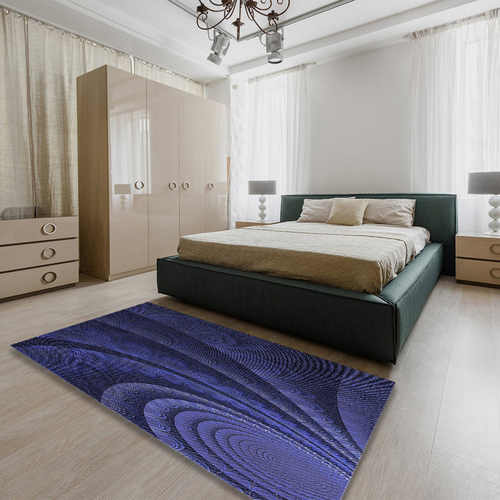 Patterned Night Blue Rug in a Bedroom, pat1375blu