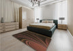 Patterned Black Brown Rug in a Bedroom, pat1375brn