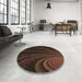 Round Patterned Black Brown Rug in a Office, pat1375brn